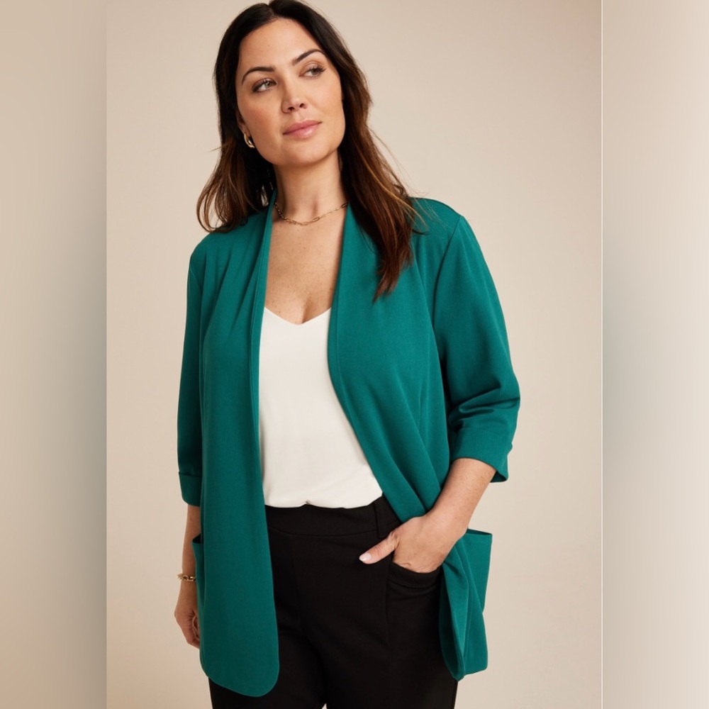SIZE LARGE Isaac Mizrahi Live! New QVC Teal Cardigan Sweater